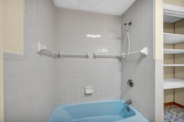 24 Iron Gate Ln, Cromwell, CT 06416 - bathroom featuring shower / bathtub combination, tile walls, and a textured ceiling