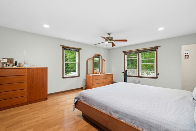 33 Shawnee Ln, Monroe, CT 06468 - bedroom featuring multiple windows, light wood finished floors, recessed lighting, and a ceiling fan