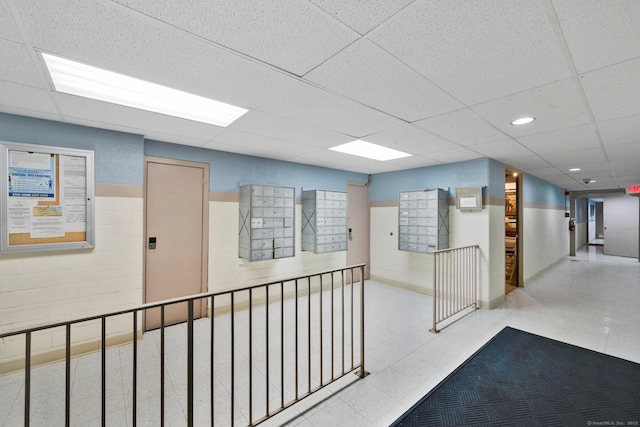 80 Cartright St Unit 8E, Bridgeport, CT 06604 - hall with a drop ceiling and a wainscoted wall