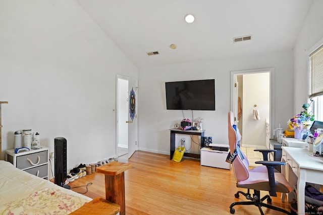 5 Legion Rd, Seymour, CT 06483 - bedroom featuring light wood finished floors, a desk, lofted ceiling, and recessed lighting