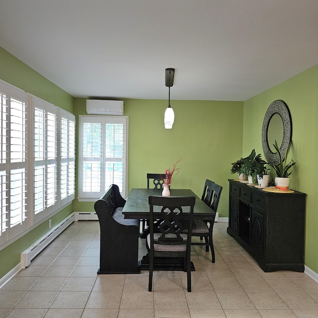 50 Meadow St, Meriden, CT 06451 - dining room featuring a wall unit AC, light tile patterned floors, and a baseboard heating unit
