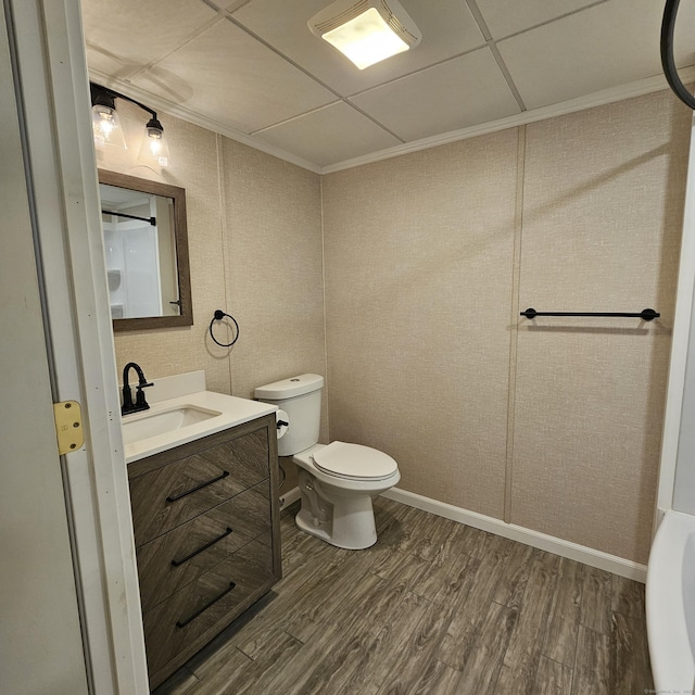 50 Meadow St, Meriden, CT 06451 - bathroom featuring wood finished floors, vanity, and crown molding