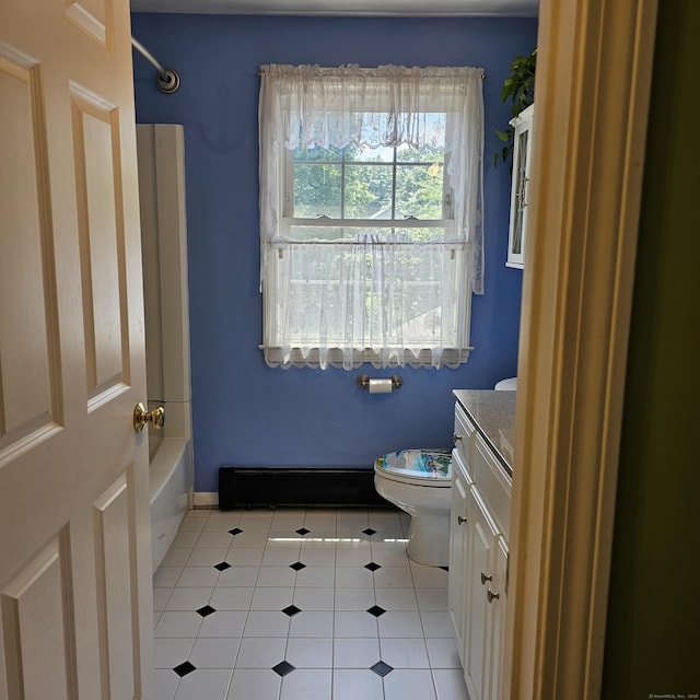 50 Meadow St, Meriden, CT 06451 - bathroom featuring baseboard heating, vanity, and tile patterned floors