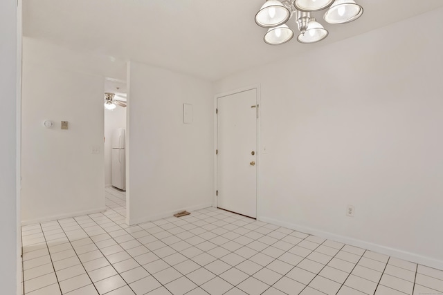 34A Padanaram Ave Unit 120, Danbury, CT 06811 - unfurnished room with a chandelier, ceiling fan, and light tile patterned flooring