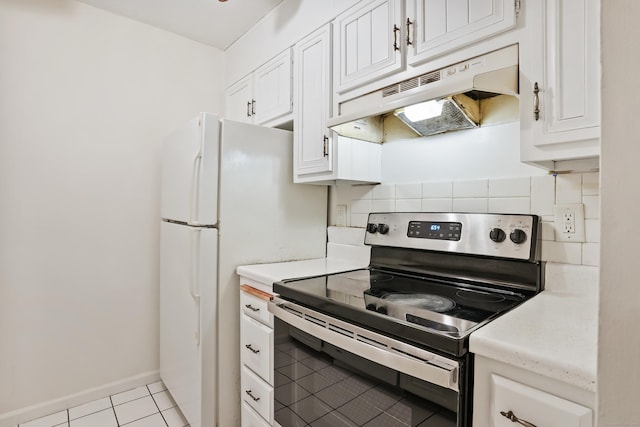 34A Padanaram Ave Unit 120, Danbury, CT 06811 - kitchen featuring stainless steel electric range oven, under cabinet range hood, light countertops, and white cabinets