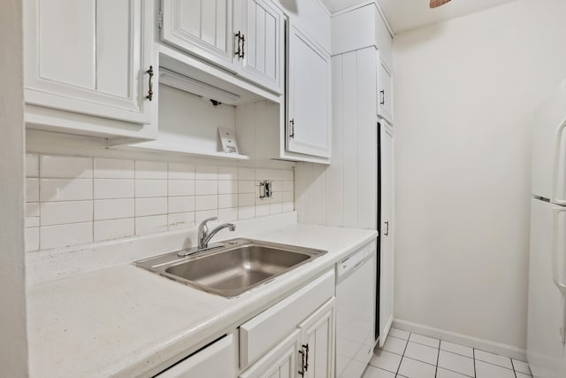34A Padanaram Ave Unit 120, Danbury, CT 06811 - kitchen with white appliances, light countertops, decorative backsplash, and light tile patterned flooring