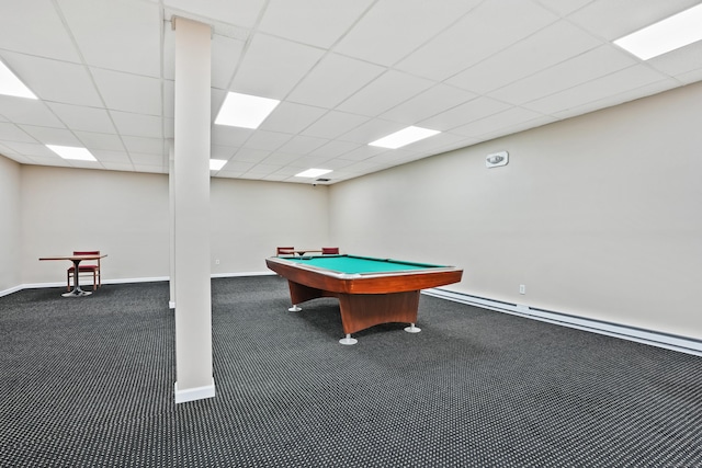 34A Padanaram Ave Unit 120, Danbury, CT 06811 - rec room featuring carpet, pool table, and a baseboard heating unit