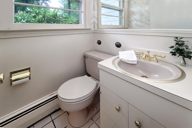 355 Surrey Ln, Fairfield, CT 06824 - bathroom with a baseboard radiator, vanity, and tile patterned floors