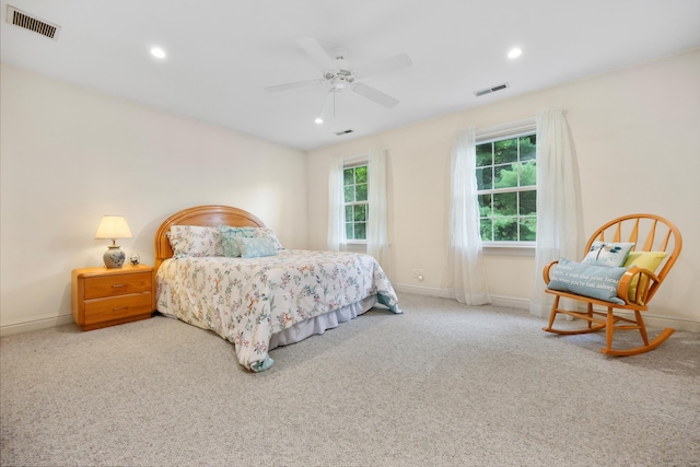 28 Sunnyview Dr, Redding, CT 06896 - carpeted bedroom with recessed lighting and ceiling fan