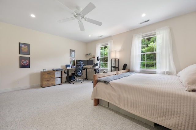 28 Sunnyview Dr, Redding, CT 06896 - carpeted bedroom with a desk, recessed lighting, and a ceiling fan