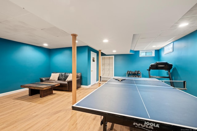 70 Shane Dr, Southbury, CT 06488 - game room with wood finished floors, a drop ceiling, and recessed lighting