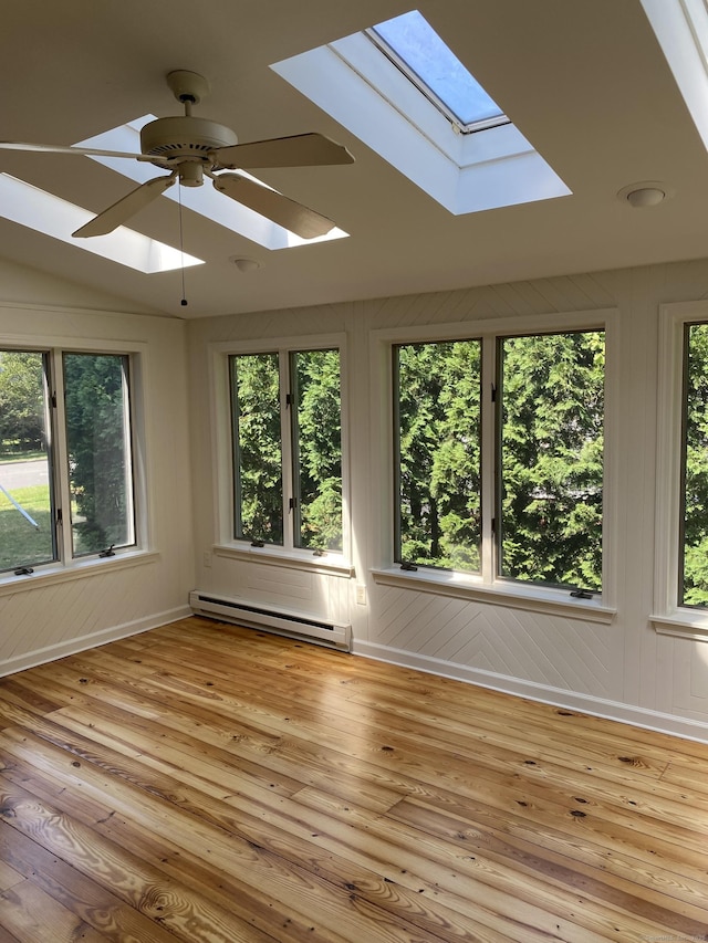 18 Depietro Dr, East Hartford, CT 06118 - unfurnished sunroom featuring a baseboard heating unit and a skylight