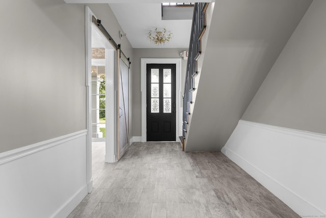 286 Marlborough St, Portland, CT 06480 - foyer entrance with a barn door and stairs