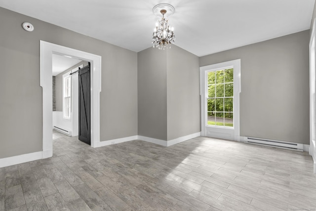286 Marlborough St, Portland, CT 06480 - unfurnished room featuring baseboard heating, a chandelier, a smoke detector, and wood finished floors