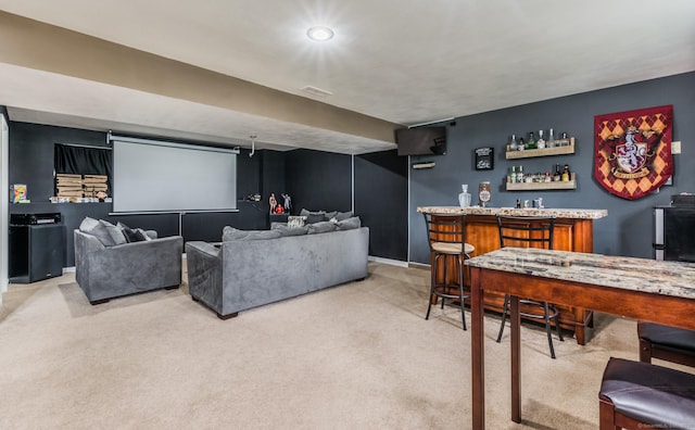 4 Wintergreen Ln, Naugatuck, CT 06770 - home theater room with a dry bar and light carpet