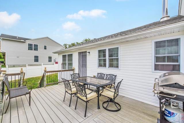 4 Wintergreen Ln, Naugatuck, CT 06770 - wooden deck featuring a grill and outdoor dining area