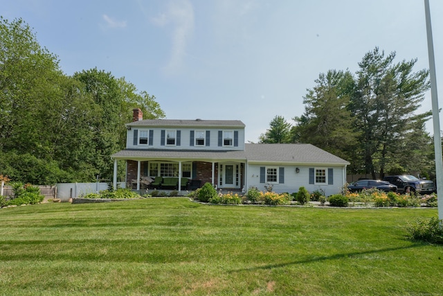 22 Standish Rd, New Milford, CT 06776 - view of front of property with a chimney and a porch