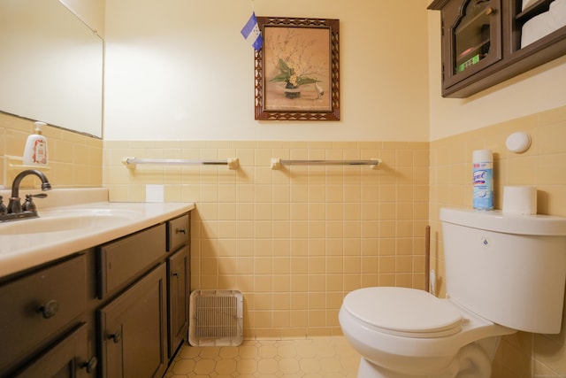 22 Standish Rd, New Milford, CT 06776 - half bathroom with tile walls, a wainscoted wall, and vanity