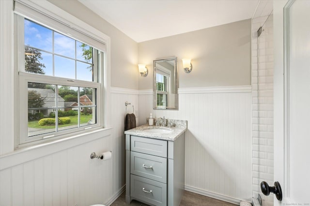 10 Craigmoor Rd, West Hartford, CT 06107 - bathroom with vanity and a wainscoted wall