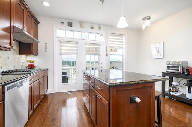 8 Country View Rd Unit 8, Danbury, CT 06810 - kitchen with appliances with stainless steel finishes, dark wood finished floors, healthy amount of natural light, a kitchen island, and recessed lighting
