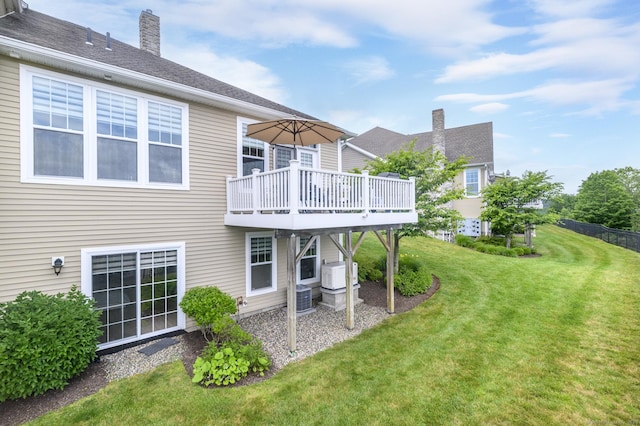 8 Country View Rd Unit 8, Danbury, CT 06810 - rear view of property with a lawn, a wooden deck, and a chimney