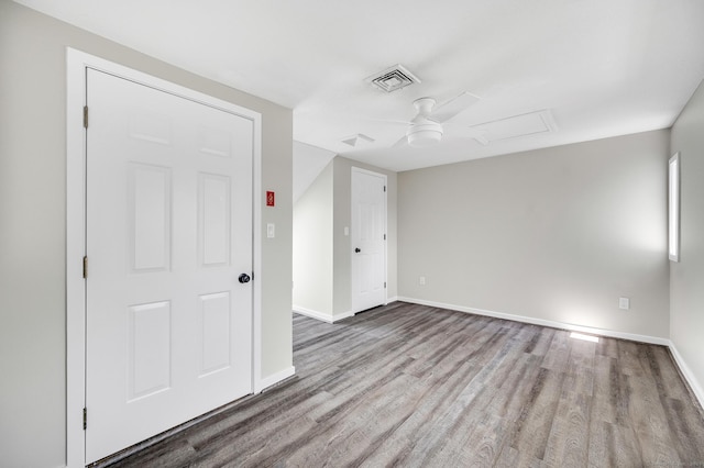 233 Mansfield Grove Rd Unit 306, East Haven, CT 06512 - empty room featuring wood finished floors, ceiling fan, and attic access
