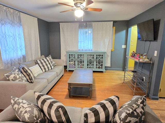 1190 Meriden Rd, Waterbury, CT 06705 - living area featuring wood finished floors and a ceiling fan