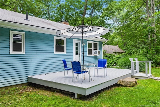 46 Union Dr, Ashford, CT 06278 - wooden deck with a yard and cooling unit
