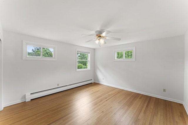 119 Debra Ln, Bristol, CT 06010 - unfurnished room featuring baseboard heating, ceiling fan, and light wood-type flooring