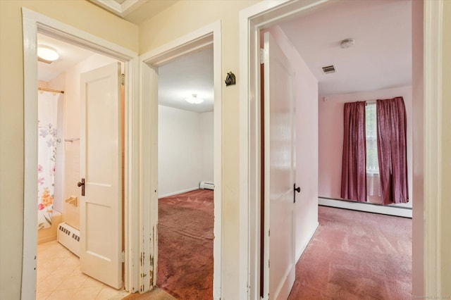 5 Hale Ct, Plainville, CT 06062 - hall with baseboard heating, carpet, and a baseboard heating unit