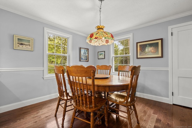 50 Spring Glen Dr, Granby, CT 06035 - dining area with ornamental molding and dark wood-type flooring