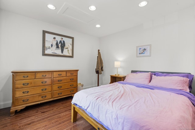 50 Spring Glen Dr, Granby, CT 06035 - bedroom with attic access, dark wood finished floors, and recessed lighting