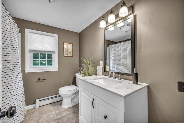 18 Holly Ln, Wallingford, CT 06492 - full bathroom with baseboard heating, vanity, and tile patterned flooring