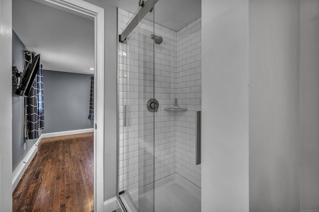 18 Holly Ln, Wallingford, CT 06492 - full bath featuring a shower stall and wood finished floors
