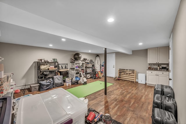 18 Holly Ln, Wallingford, CT 06492 - finished below grade area featuring wood finished floors and recessed lighting