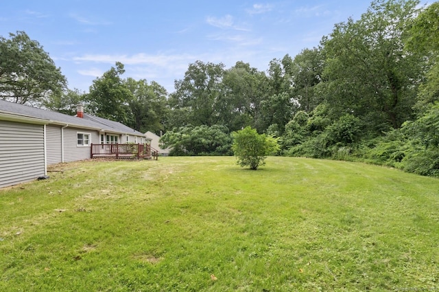 29 Cheney Rd, Pomfret, CT 06259 - view of grassy yard with a deck