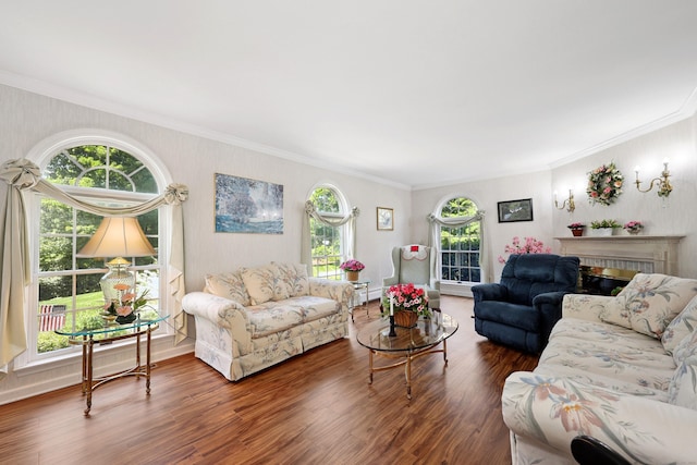 21 Hidden Pond Dr, Watertown, CT 06795 - living area with ornamental molding and wood finished floors