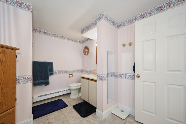 21 Hidden Pond Dr, Watertown, CT 06795 - bathroom with a baseboard heating unit, vanity, and tile patterned flooring