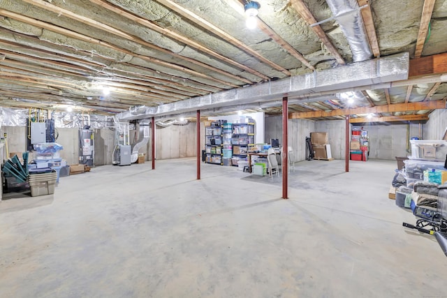 54 Pondview Cir Unit 54, Beacon Falls, CT 06403 - unfinished basement featuring gas water heater and electric panel