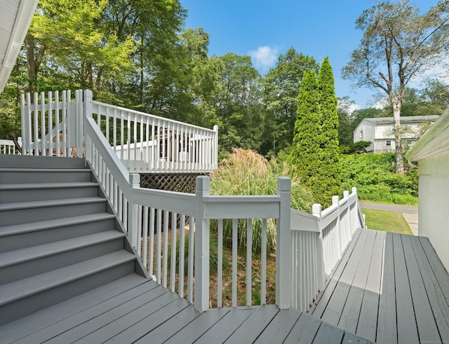 84 Kanungum Trl, Shelton, CT 06484 - wooden deck with stairway