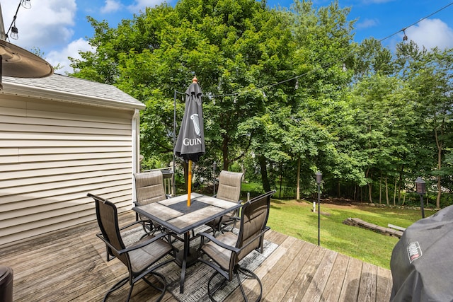 96 Douglas Dr, Meriden, CT 06451 - wooden deck featuring outdoor dining area and a yard