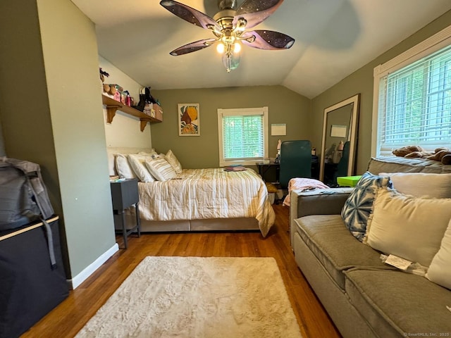860 Suffield St, Suffield, CT 06078 - bedroom with wood finished floors, a ceiling fan, and lofted ceiling