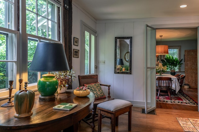 32 Cherniske Rd, New Milford, CT 06776 - living area featuring wood finished floors, recessed lighting, and a decorative wall