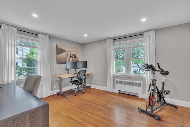 140 Ridgewood Rd, East Hartford, CT 06118 - office with radiator heating unit, light wood-style floors, plenty of natural light, and recessed lighting