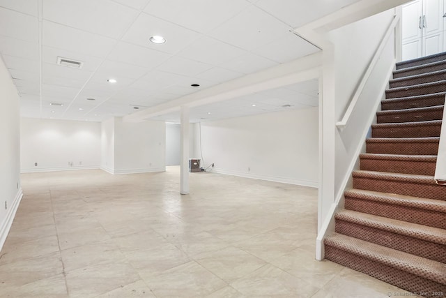 45 Hunting Ridge Rd, Easton, CT 06612 - finished below grade area featuring stairway, a drop ceiling, and recessed lighting