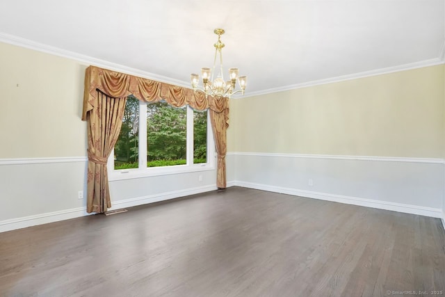 45 Hunting Ridge Rd, Easton, CT 06612 - unfurnished room with a chandelier, wood finished floors, and crown molding