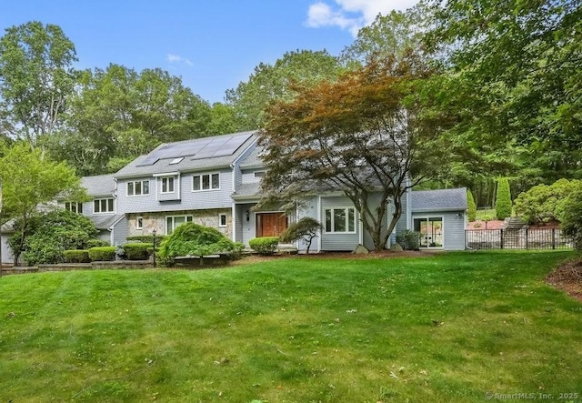 45 Hunting Ridge Rd, Easton, CT 06612 - view of front of home featuring roof mounted solar panels
