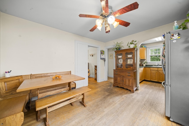 114 Kneeland Rd, New Haven, CT 06512 - dining area with light wood-style floors and a ceiling fan