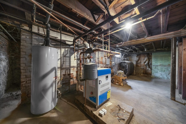 114 Kneeland Rd, New Haven, CT 06512 - unfinished below grade area with water heater, oil tank, and a heating unit