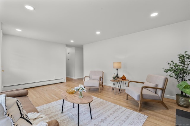 103 Perry Rd, Bristol, CT 06010 - living room with baseboard heating, recessed lighting, and wood finished floors